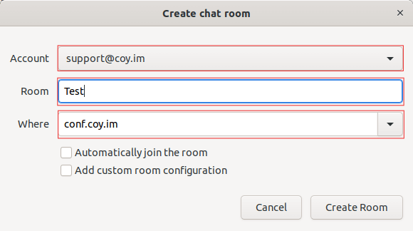 Chat room create Create a